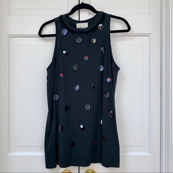 3.1 Phillip Lim Iridescent Sequin Black Tank Top - Picture 5 of 14
